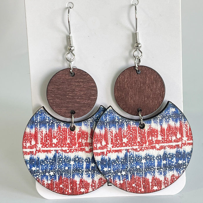 Wooden patriotic Independence Day earrings