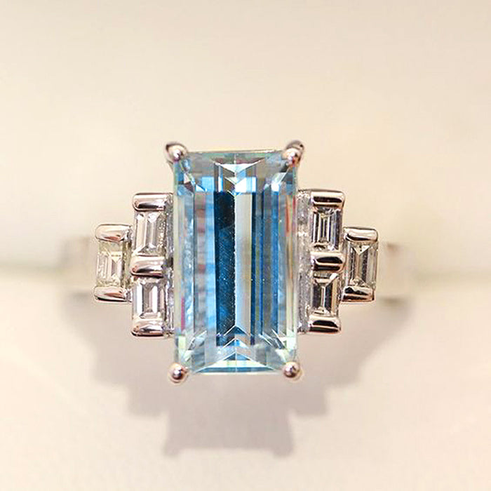 10*20mm aquamarine zircon engagement ring luxury proposal ring