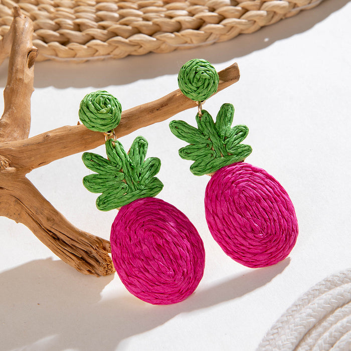 Bohemian pineapple earrings beach holiday style fresh fruit earrings