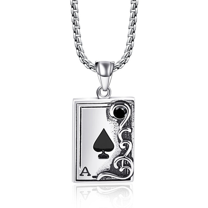 Spades A Vintage Men's Stainless Steel Necklace - wallojewerly 