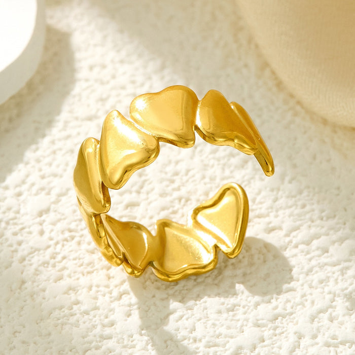 Wholesale stainless steel 18K gold-plated heart-shaped spliced open ring