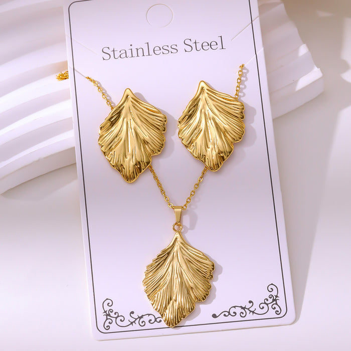 Wholesale 304 stainless steel hydraulic gold-plated earrings and necklace sets - wallojewerly 