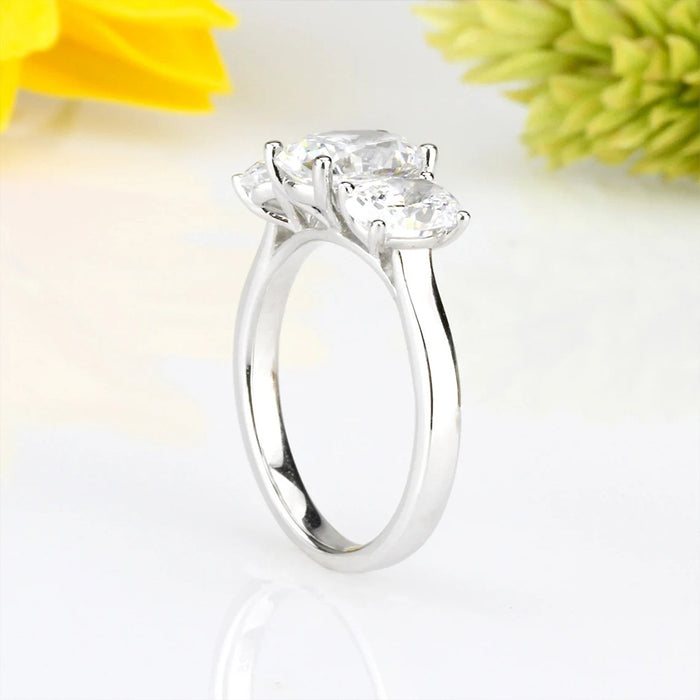 Oval zircon couple ring niche light luxury style simple index finger ring