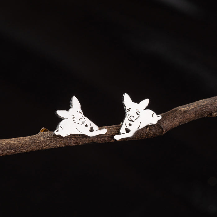 Dog Zodiac Stainless Steel Stud Earrings - Adorable and Playful Animal Jewelry