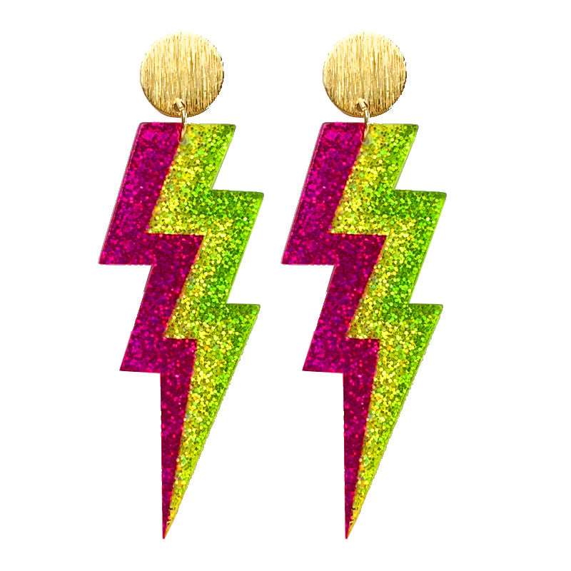 Fluorescent Acrylic Lightning Earrings