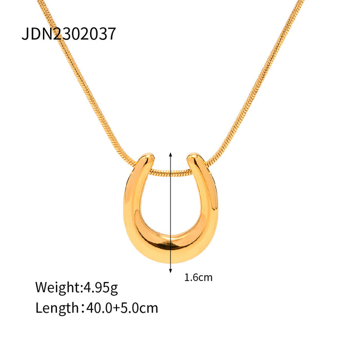 Style 18K Gold-Plated Stainless Steel Pendant Necklace - Trendy Titanium Steel Design for Women