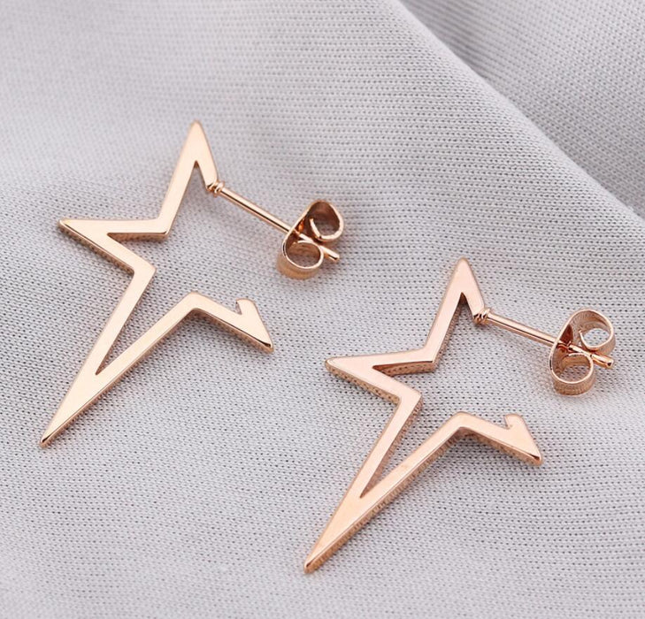 Black star and moon earrings, cross-border new stainless steel simple star and moon earrings personalized accessories wholesale