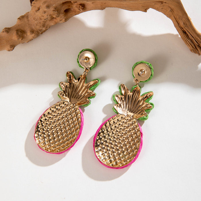 Bohemian pineapple earrings beach holiday style fresh fruit earrings