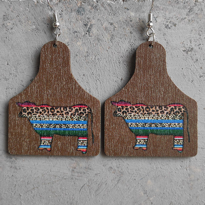 Wooden cow bottle earrings