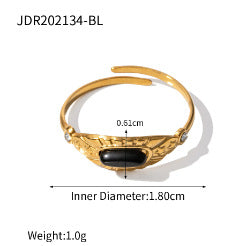 Stainless Steel Black Onyx Natural Stone Ring