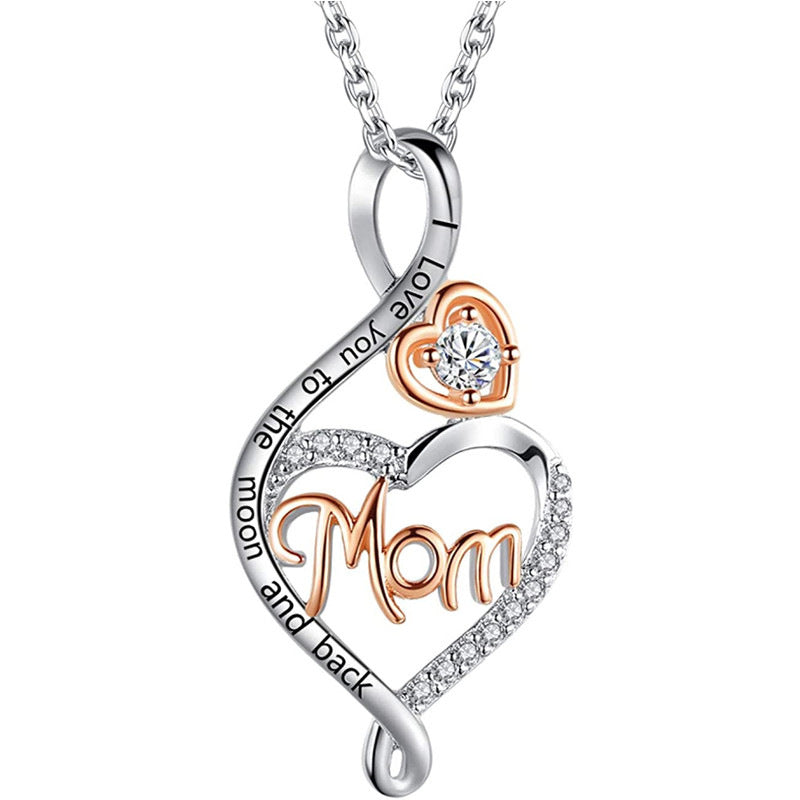 Heart-shaped mom double love necklace Mother's Day exclusive necklace