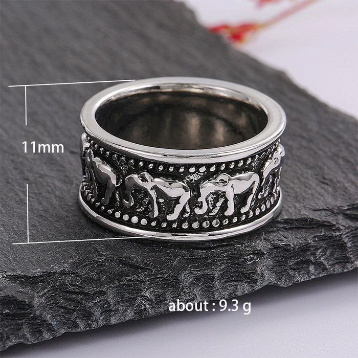 Anillo de moda con elefante galvanizado para hombres y mujeres, anillo transfronterizo