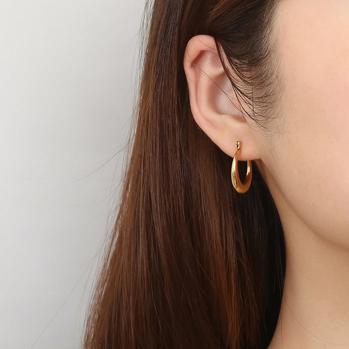 Half-circle hollow earrings French 18K plated earrings