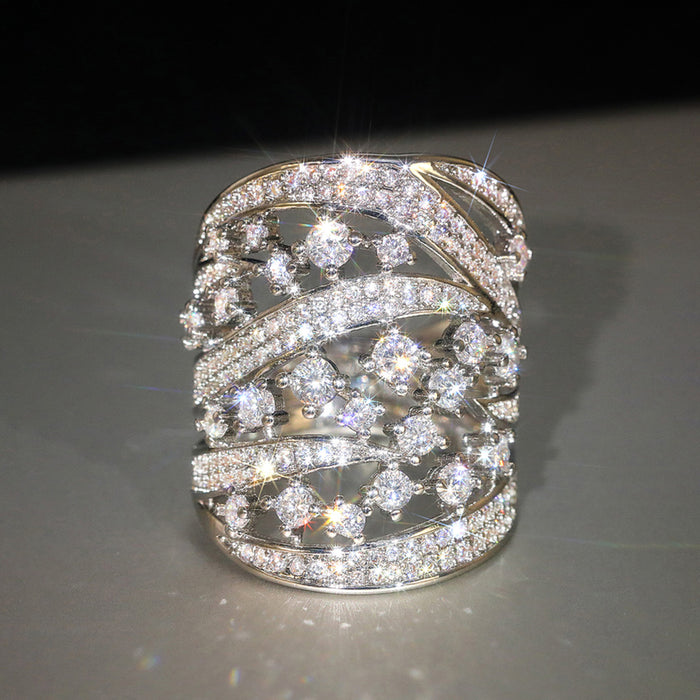 Women's elegant and heavy-duty zircon geometric ring