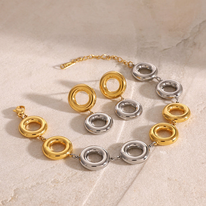 Gold and silver color matching circle bracelet, fashion titanium steel, non-fading earrings jewelry