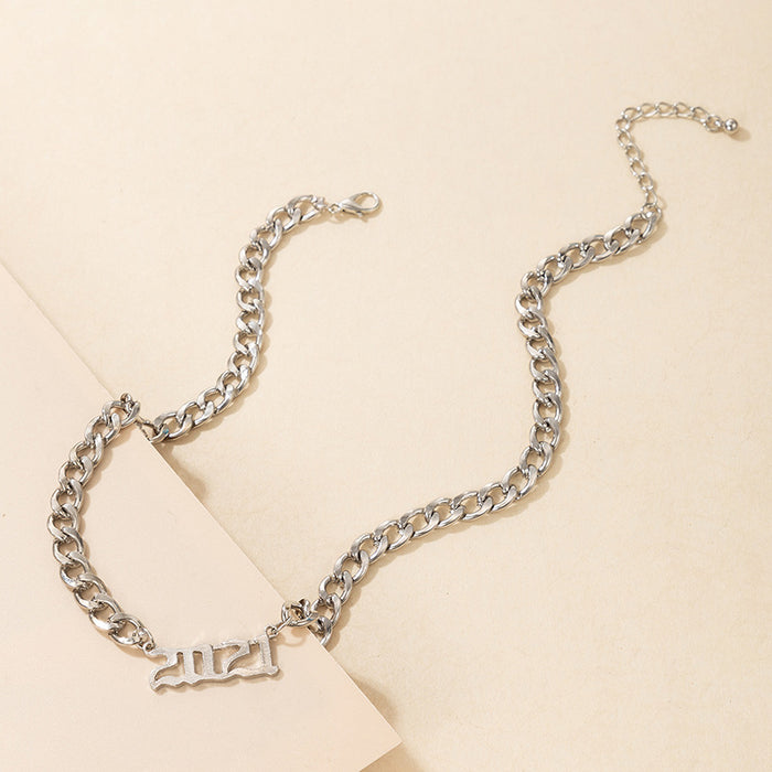 Unique Hip-Hop Clavicle Chain with Numeric Chain Single Layer Necklace