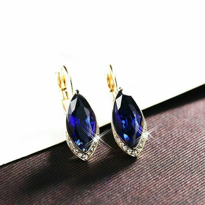 Pendientes de cristal con incrustaciones en forma de marquesa, pendientes de diseño elegante.