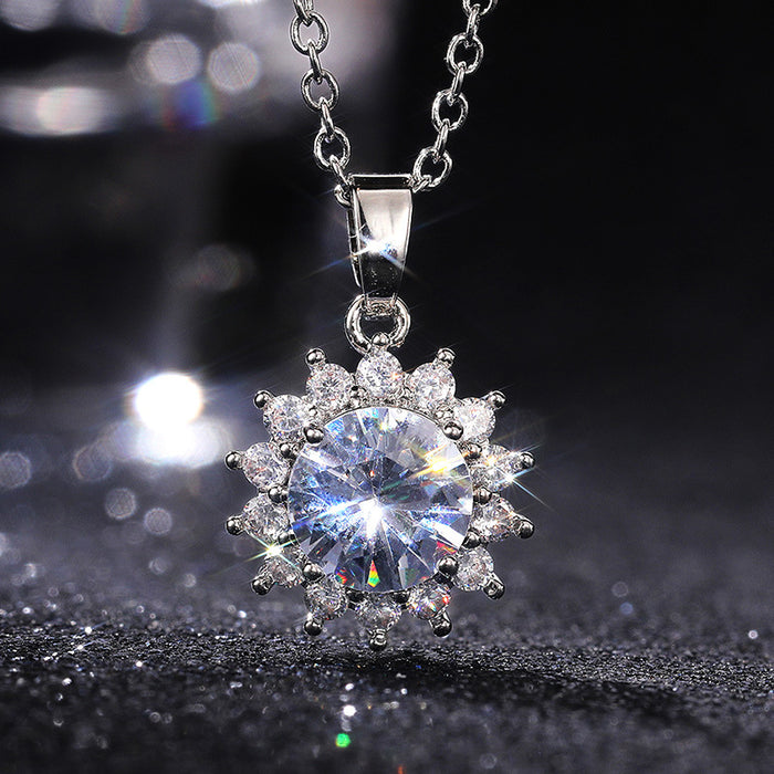 Zircon flower necklace clavicle chain European and American fashion jewelry