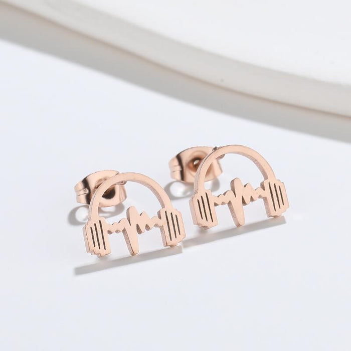 Headphone and Music Note Stainless Steel Stud Earrings - Cute and Simple Music Jewelry