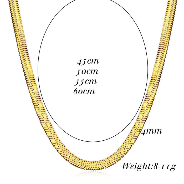 Elegant 18K Gold-Plated Stainless Steel Necklace - Popular Titanium Steel Snake Bone Chain for Layered Look