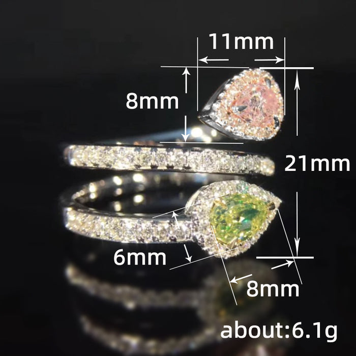 Anillo princesa con forma de lágrima y múltiples círculos