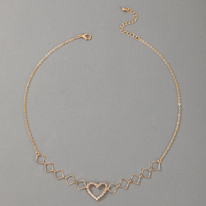 Collar con colgante de corazón geométrico para mujer: pieza llamativa y de moda con estilo INS