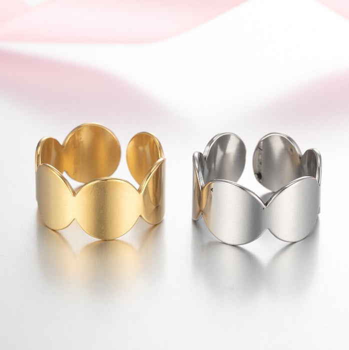 Geometric round rings, wholesale of simple and cold wide stainless steel rings