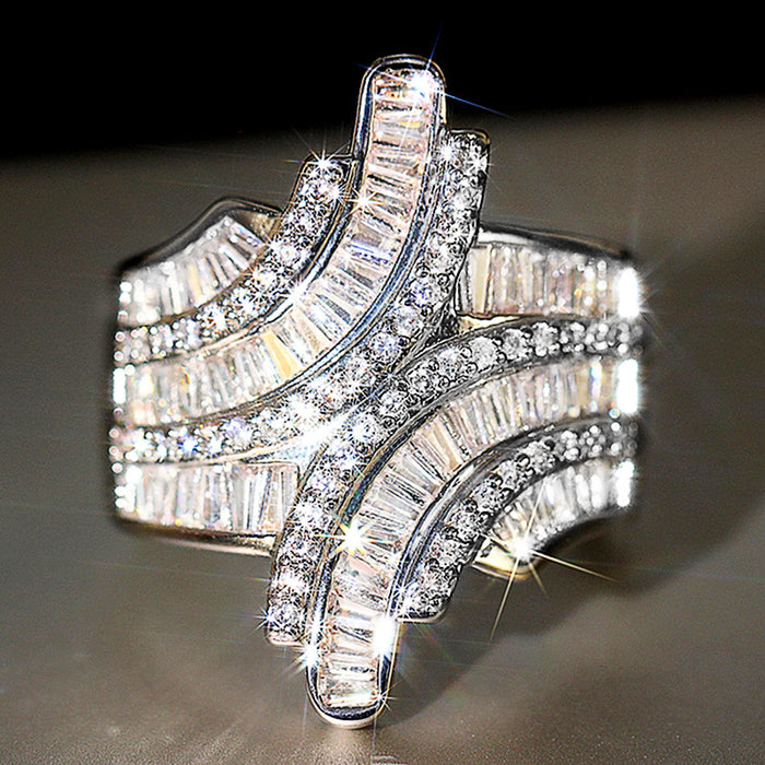 Zircon shaped geometric ring women's shiny light luxury accessories