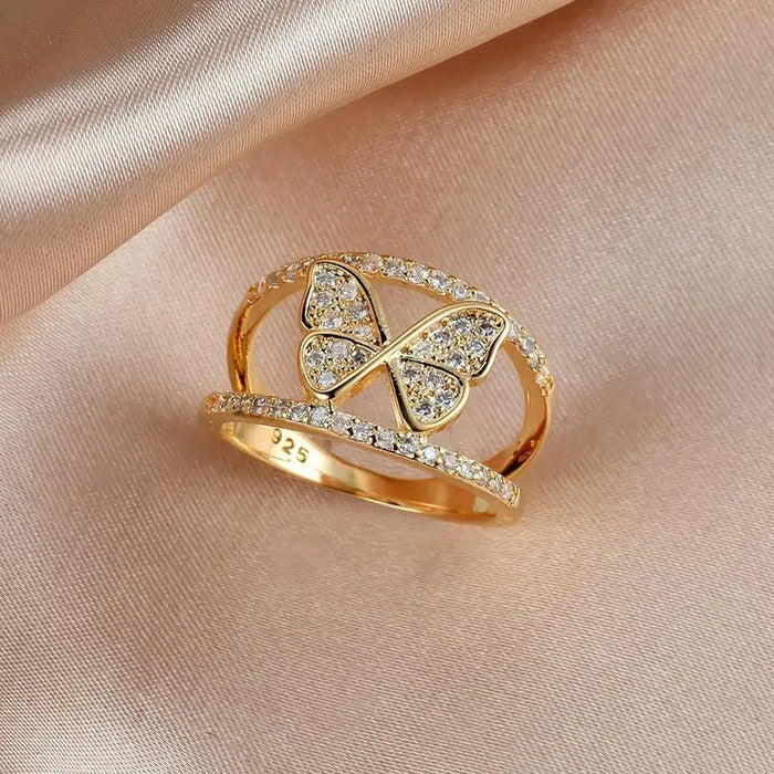 Anillo de mariposa con personalidad de estilo coreano hueco