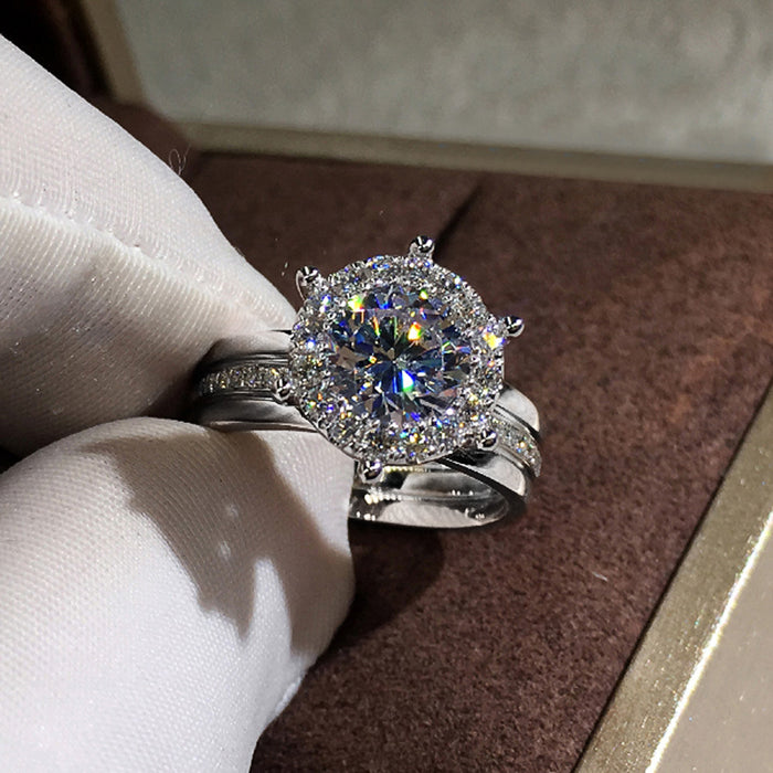 Two-tone zircon engagement ring