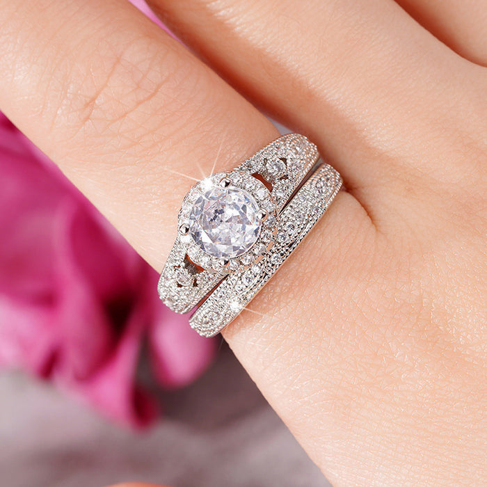 Anillo de diamantes simulados, diseño de boda, anillo de pareja