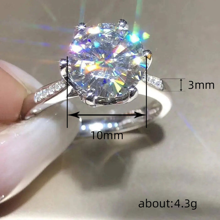 Six-claw zircon ring couple wedding engagement ring women's gift