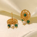 French Vintage 18K Gold Plated Stainless Steel Earrings - Natural Stone Pendant Jewelry for Women - wallojewerly 