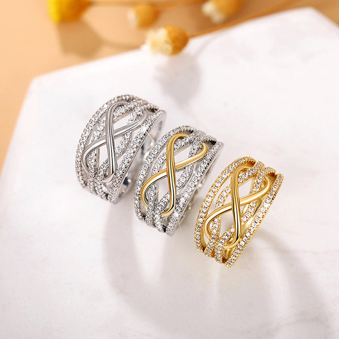 Hollow 8-shaped ring fashionable contrast color infinite love character index finger ring