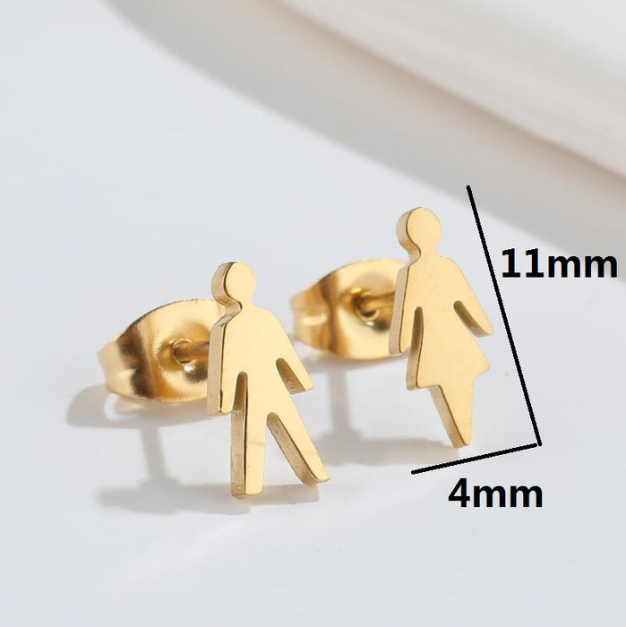 Cartoon Character Stainless Steel Stud Earrings - Cute and Fun Jewelry for Couples