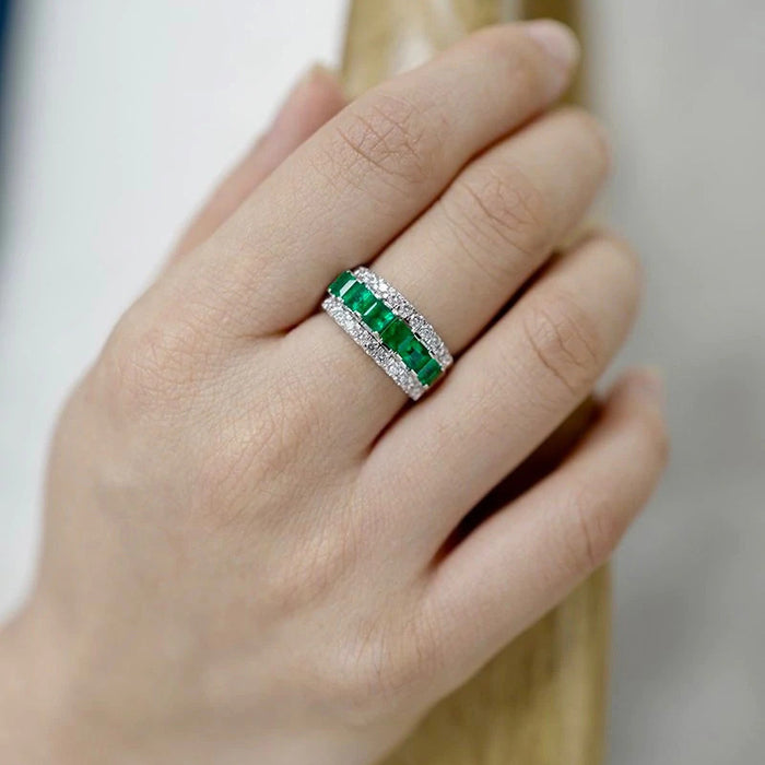 Half circle diamond ring for women hip-hop style all-match ring