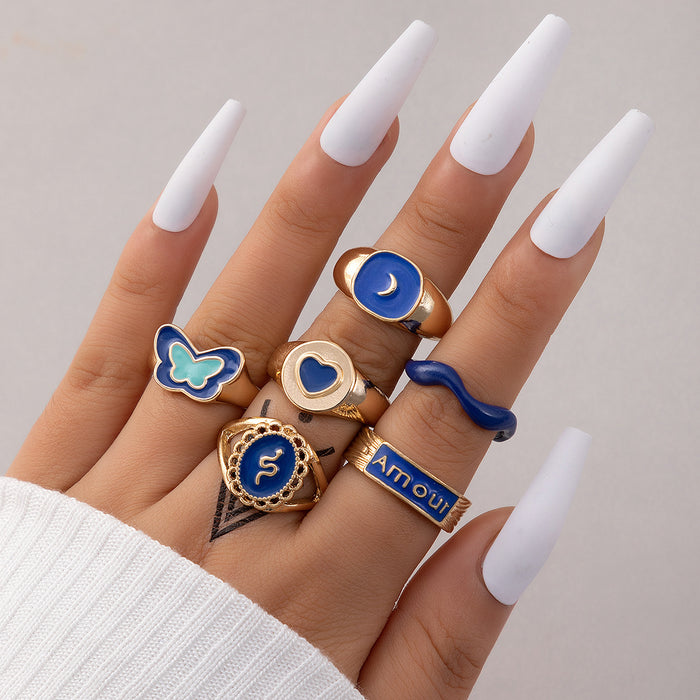 Vintage Skull Claw Eight-Piece Ring Set