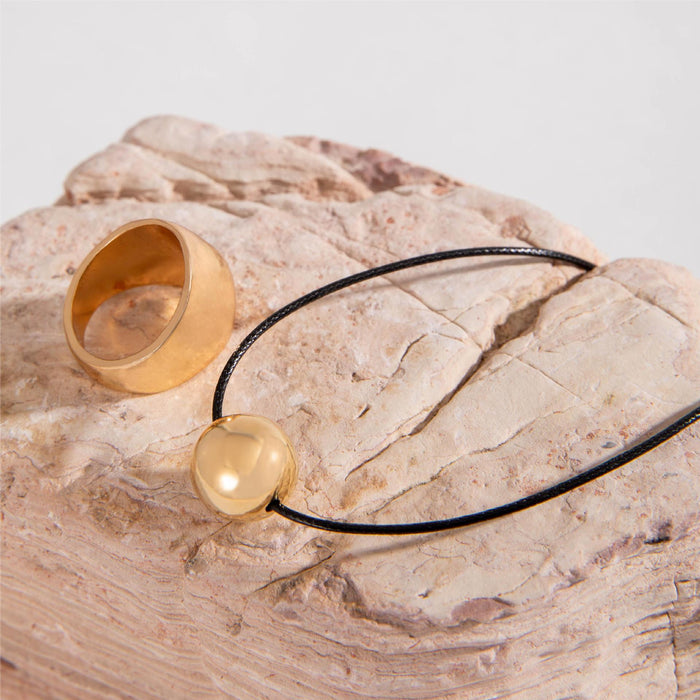 Bold Ball Pendant Necklace with Wide Ring Set