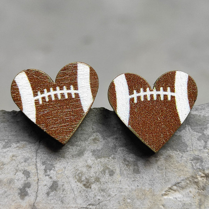 Wooden Rugby Earrings