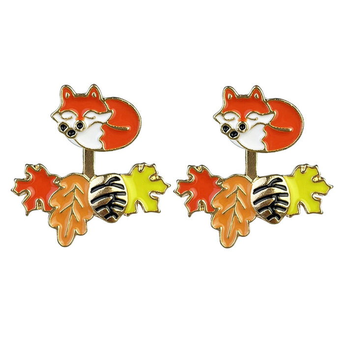 Thanksgiving Autumn Stud Earrings with Turkey, Maple Leaf, Pumpkin, and Fox Designs