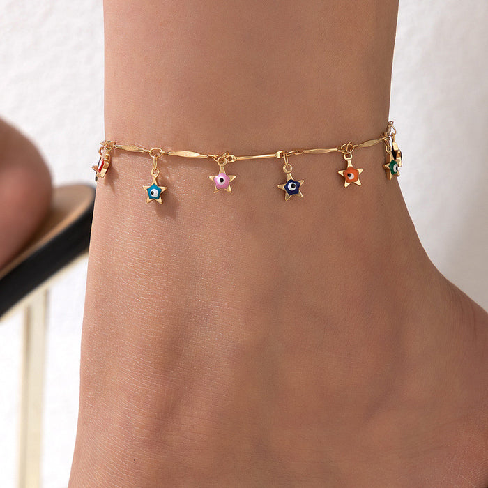 Star Tassel Anklet Set - Multilayer Woven Rope Jewelry