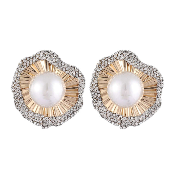 S925 silver needle slightly sticky secretary diamond exquisite shell bead earrings