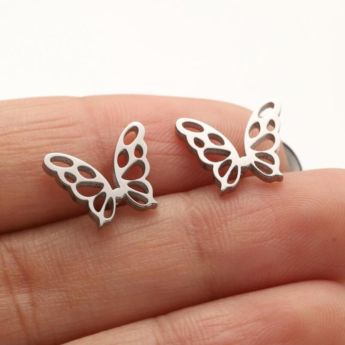 Butterfly Wing Stainless Steel Stud Earrings - Delicate and Elegant Jewelry for Any Occasion