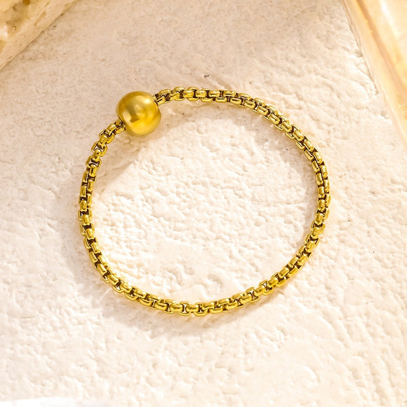Wholesale titanium steel gold bead chain rings - wallojewerly 