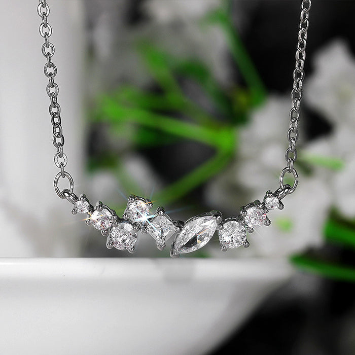 Zircon Pendant Necklace Platinum Plated Necklace