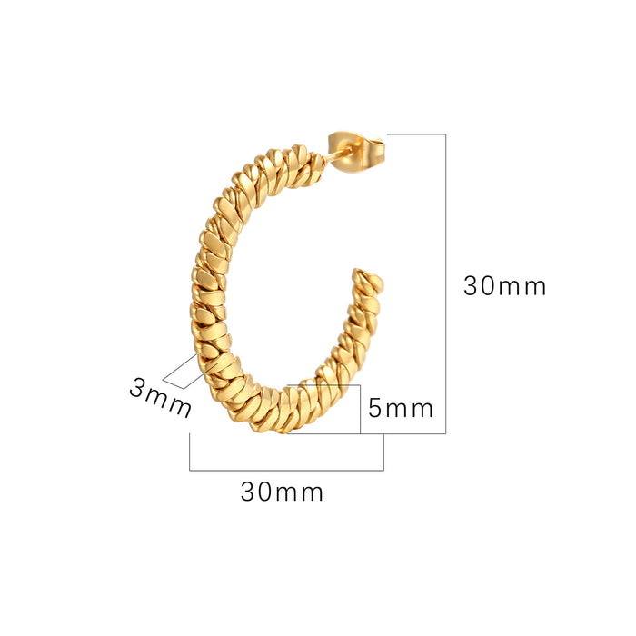 C-shaped stainless steel twisted wire titanium steel earrings for women trendy earrings