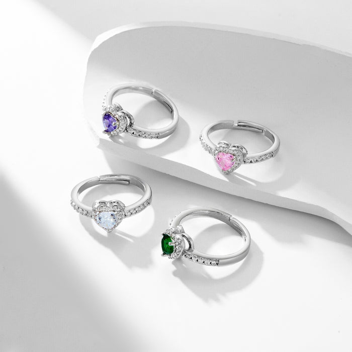 Wholesale copper colored zircon small heart rings