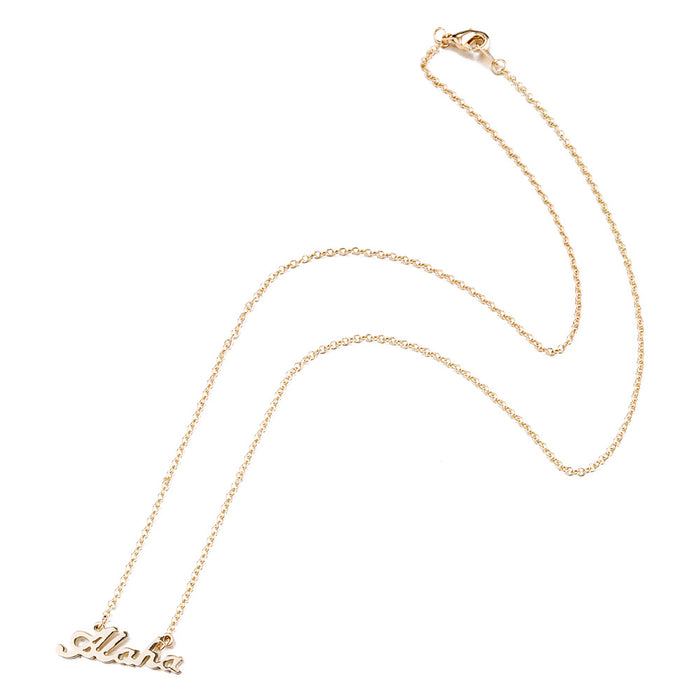 Alaha letter combination necklace, ins retro fashion English letter clavicle chain female jewelry