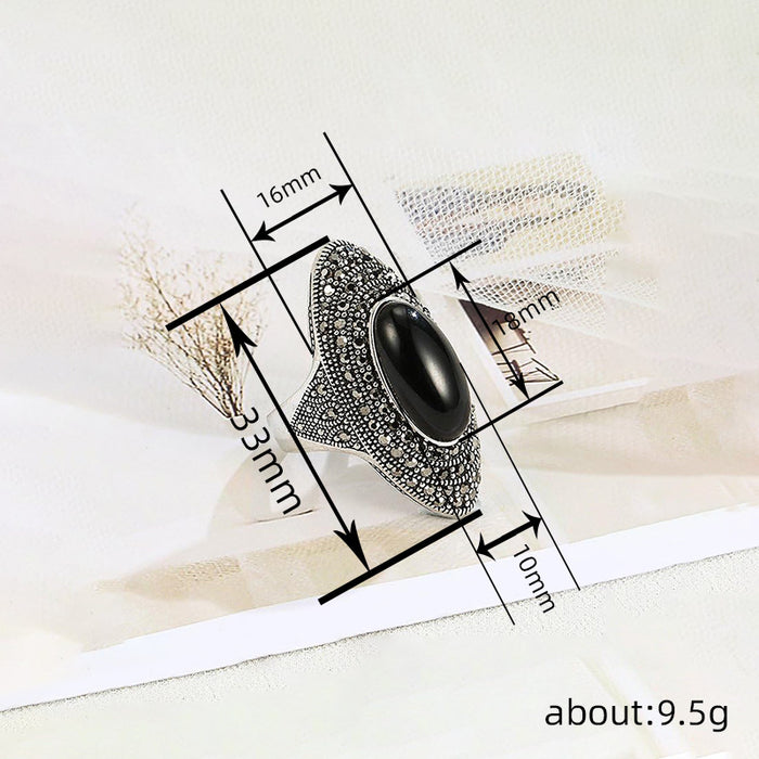 Zircon dark Bohemian retro Baroque ring for women