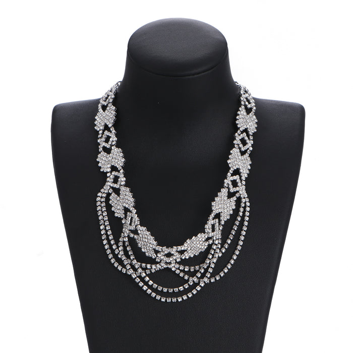 Layered Rhinestone Necklace - Minimalist Choker for a Sophisticated Style